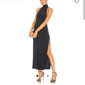 Norma Kamali Halter Turtle Side Slit Gown